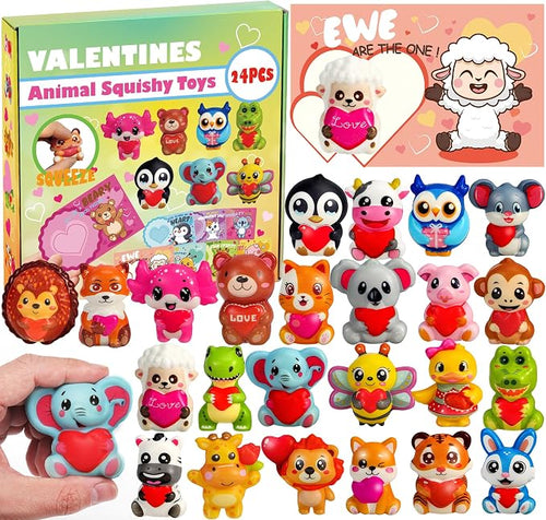 24PCS Christmas Squishy Sensory Toys - Holiday Party Favors for Kids, Stress Relief Fidget Toys for Stocking Stuffers, Goodie Bag Pinata Fillers, Advent Calendar Stuff & Classroom Prizes (Christmas)