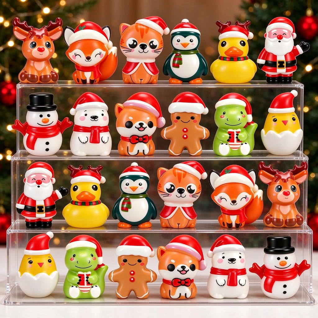 24PCS Christmas Squishy Sensory Toys - Holiday Party Favors for Kids, Stress Relief Fidget Toys for Stocking Stuffers, Goodie Bag Pinata Fillers, Advent Calendar Stuff & Classroom Prizes (Christmas)
