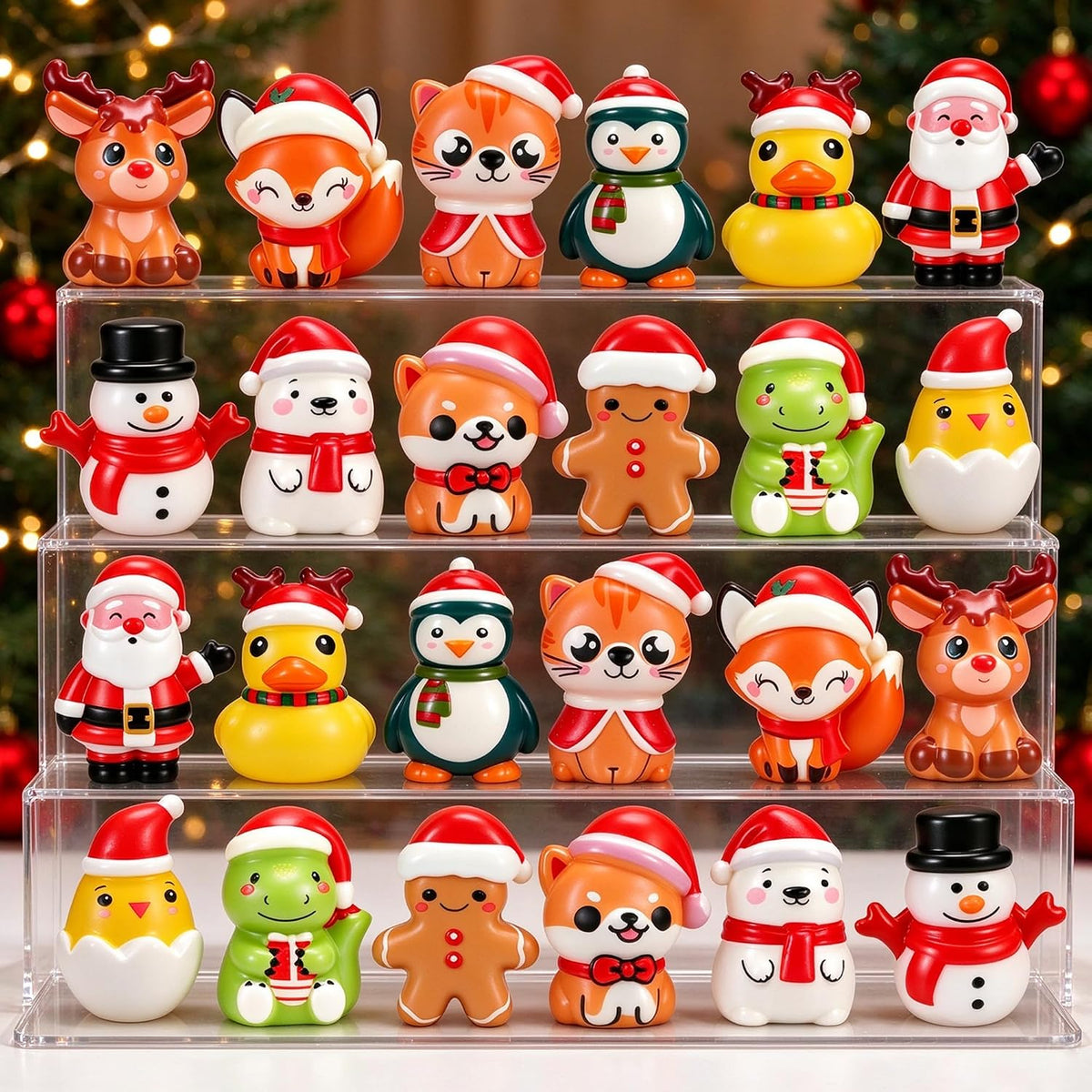 24PCS Christmas Squishy Sensory Toys - Holiday Party Favors for Kids, Stress Relief Fidget Toys for Stocking Stuffers, Goodie Bag Pinata Fillers, Advent Calendar Stuff & Classroom Prizes (Christmas)