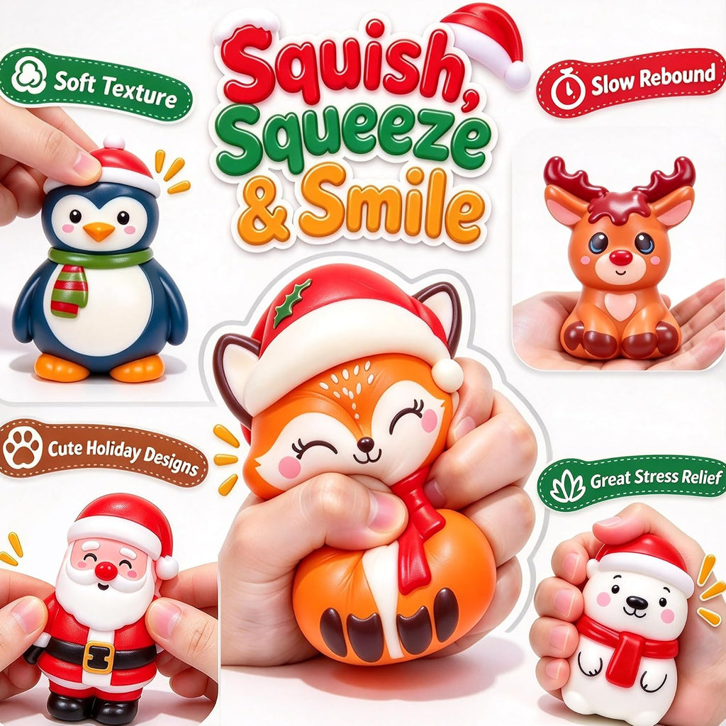 24PCS Christmas Squishy Sensory Toys - Holiday Party Favors for Kids, Stress Relief Fidget Toys for Stocking Stuffers, Goodie Bag Pinata Fillers, Advent Calendar Stuff & Classroom Prizes (Christmas)