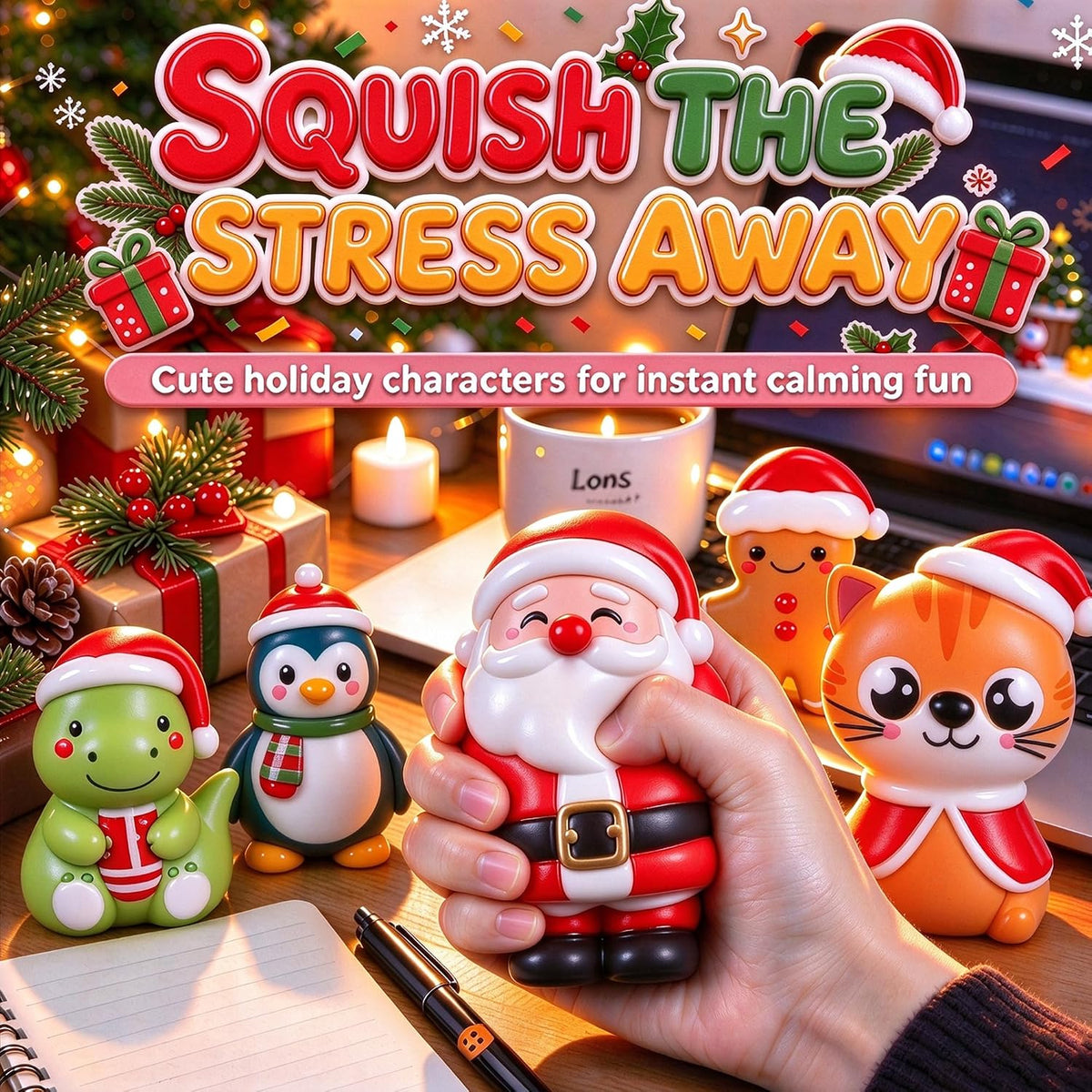 24PCS Christmas Squishy Sensory Toys - Holiday Party Favors for Kids, Stress Relief Fidget Toys for Stocking Stuffers, Goodie Bag Pinata Fillers, Advent Calendar Stuff & Classroom Prizes (Christmas)