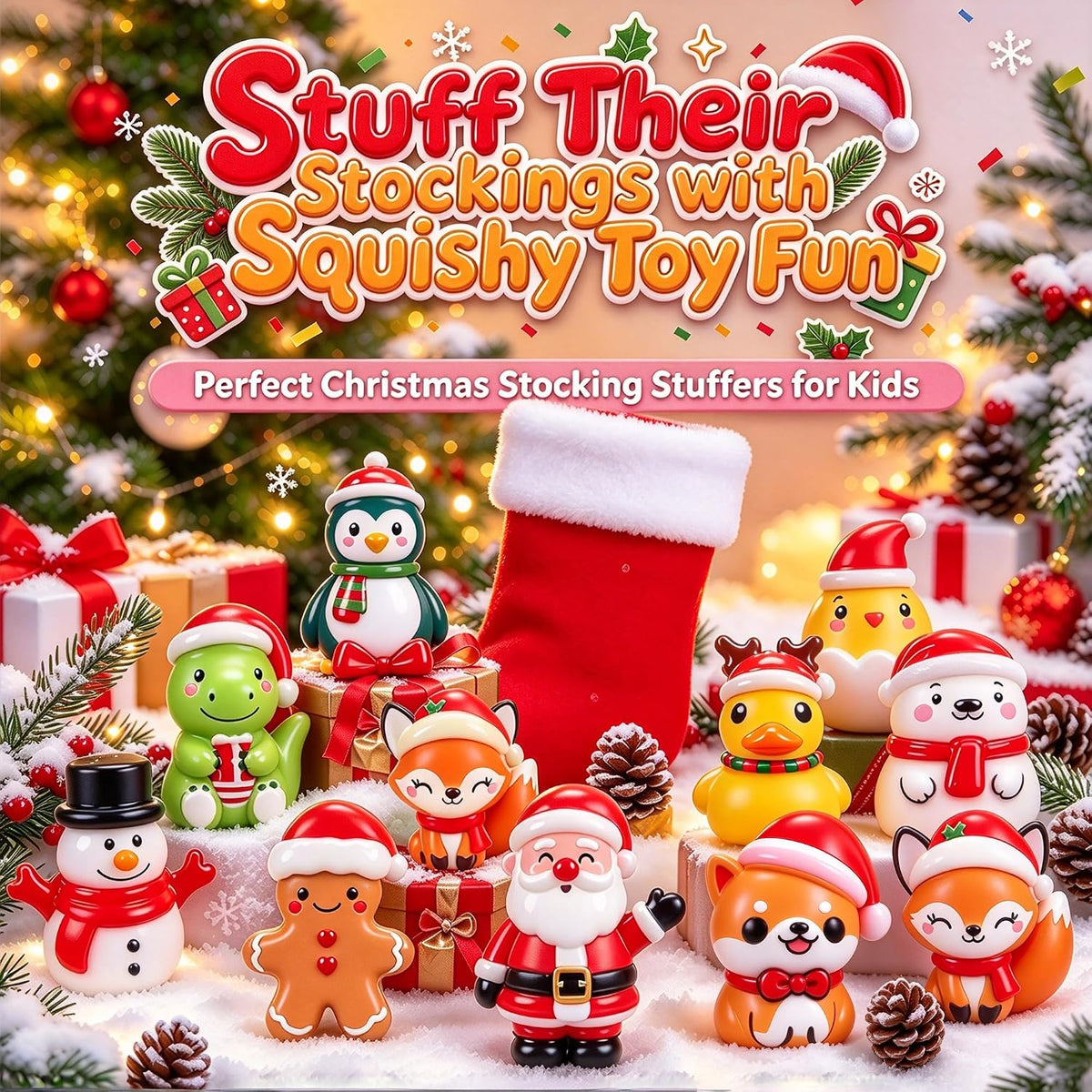 24PCS Christmas Squishy Sensory Toys - Holiday Party Favors for Kids, Stress Relief Fidget Toys for Stocking Stuffers, Goodie Bag Pinata Fillers, Advent Calendar Stuff & Classroom Prizes (Christmas)