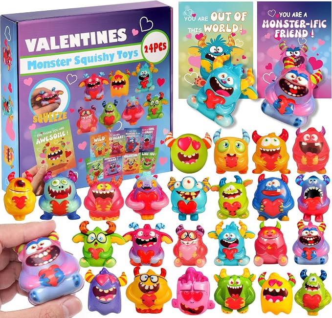 24PCS Christmas Squishy Sensory Toys - Holiday Party Favors for Kids, Stress Relief Fidget Toys for Stocking Stuffers, Goodie Bag Pinata Fillers, Advent Calendar Stuff & Classroom Prizes (Christmas)